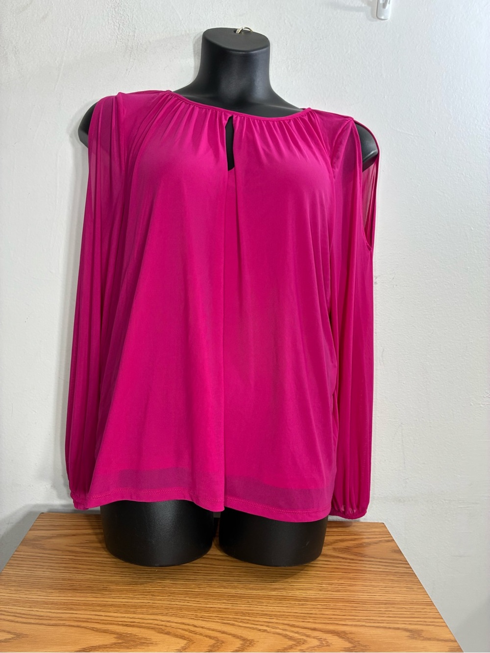 INC International Concepts Fuchsia Cold-Shoulder Blouse